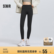 森馬（Semir）休閑褲女高彈收腹緊身打底褲2025春黑色隨心裁九分褲109125127001