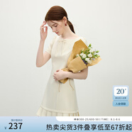 范思藍(lán)恩氣質(zhì)辣妹短袖連衣裙女2025夏新款收腰拼接百褶裙子2062 白色 XS