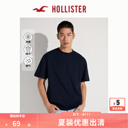 HOLLISTER【涼感】25夏新款純色簡約風(fēng)情侶T恤男裝女裝KI324-4166 海軍藍(lán) M (180/100A)