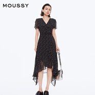 moussy女裝新品法式度假風不規(guī)則茶歇裙連衣裙028ISZ30-3031 020黑色 均碼