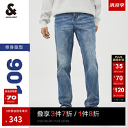 杰克·瓊斯（JACK&JONES）男裝修身牛仔褲男彈性品牌男褲休閑高檔潮流四季款寬松直筒褲子 084中牛仔藍(lán) 修身 31 175 W31/L30