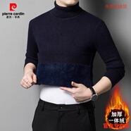 皮爾卡丹半高領(lǐng)純色羊毛衫男士春秋冬季加絨加厚毛衣修身百搭打底衫內(nèi)搭上 上青-高領(lǐng)【專柜正品】 M 推薦90-120斤