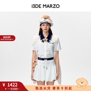13DE MARZO女士 25春夏新款海軍領(lǐng)小熊襯衫甜美可愛短款短袖上衣 白色 S