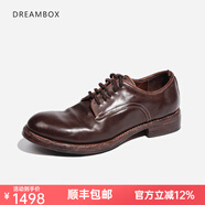 dreambox鈞博皮鞋男商務(wù)正裝意大利馬臀皮復(fù)古手工沿條縫線男鞋 紅棕色 42