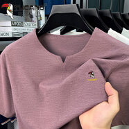 啄木鳥(niǎo)夏季純棉V領(lǐng)短袖t恤男士夏季薄款雞心領(lǐng)POLO衫純色百搭半袖體恤 紫色 L 170