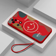 TULXp40華為p50pro手機殼p30新款鏡頭全包P40PRO液態(tài)硅膠保護套p50男女簡(jiǎn)約情侶款p30pro防摔軟殼感笑 中國紅-GH1584色塊笑臉-液態(tài)硅膠-送掛繩 華為P50 Pro