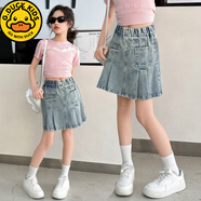 G. DUCKKIDS女童牛仔裙2025新款夏裝兒童大童洋氣短裙褲女孩休閑夏季薄款裙子 藍(lán)色 120 cm