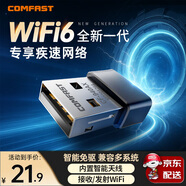 COMFAST WiFi6免驅(qū)動 USB無線網(wǎng)卡臺式機專用內(nèi)置智能天線臺式筆記本電腦無線接收wifi適配器多系統(tǒng)兼容 【升級免驅(qū)WiFi6】-940AX