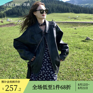 西遇J美式機能風(fēng)復古重工外套秋款女裝2024年新款高級感夾克皮衣 黑色長(cháng)款（SS140818） L