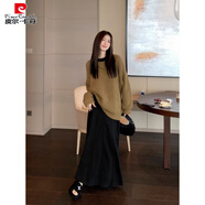 皮爾卡丹（pierre cardin）對比顏色圓領(lǐng)針織衫夾克2025秋冬外套寬松慵懶風(fēng)格套頭針織衫韓國 咖色撞黑色領(lǐng)收藏加購送運(yùn)費(fèi)險(xiǎn) 均碼 現(xiàn)貨秒發(fā)