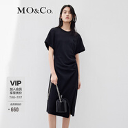 MO&Co.抗菌防螨愛心珠片解構不對稱設計感顯瘦連衣裙摩安珂 黑色-第2批 XS 155