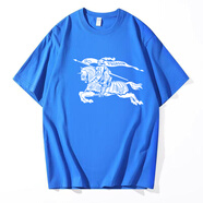 博柏利（BURBERRY）春夏全棉男士戰(zhàn)馬潮牌圓領(lǐng)潮流百搭休閑短袖T恤 克萊因藍(lán) S