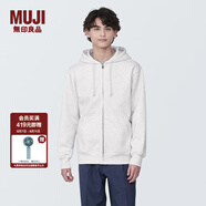 無(wú)印良品（MUJI）男式 毛圈棉 拉鏈連帽衫 男士男生寬松衛(wèi)衣潮流男裝 淺灰色 M (170/92A)