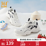 361度女鞋運動鞋夏季網面老爹鞋革面休閑鞋增高戶外鞋舒適復古休閑鞋女 【網紗】羽毛白/曜石黑 37