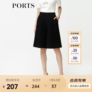 PORTS寶姿 秋季新品女裝簡約A廓形闊腿七分褲SB9P015BZF010 黑色 XS (2)