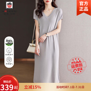 AEMAPE短袖黑色連衣裙女2025新款夏季氣質(zhì)寬松大碼時(shí)尚休閑長(zhǎng)裙氣質(zhì)輕奢 淺灰色 L 110-120斤