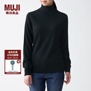 無印良品 MUJI 女式  天竺 高領(lǐng)毛衣 女款黑色長袖針織衫秋冬毛衫BAG05A0A 黑色 S