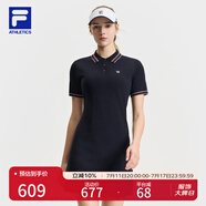 FILA 斐樂官方女裝連衣裙2025夏新款網(wǎng)球運動簡約基礎(chǔ)翻領(lǐng)修身連身裙 RD寶藍-NV M 165/84A/M