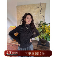 三吉黑花【天鵝頸】秋冬內(nèi)搭針織壓褶打底紅人衣櫥 墨黑  墨黑  M