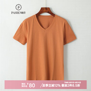 帕什 短袖女25夏季新款T恤V領(lǐng)上衣14色可選100%絲光棉打底 NF-V 焦糖色V領(lǐng) L
