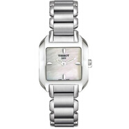 天梭（TISSOT）瑞士海浪系列手表女士手表小方表T02.1.225.51 白色鋼帶