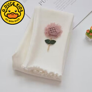 G.DUCKKIDS女童加絨打底褲兒童秋冬外穿保暖長(cháng)褲寶寶中小童一體加厚褲子2024 春秋款立體花朵打底褲：白色 100 y建議身高85-95cm2-3歲
