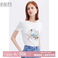 FINITY夏裝新款森女系T恤女設計感度假輕薄修身套頭上衣女 白色 S