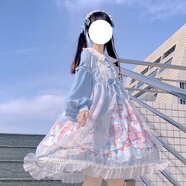 閃動(dòng)少女（SHANDONGSHAONV）洛麗塔正品洋裝原創(chuàng)夢(mèng)境游樂園OP  Lolita日常連衣裙日系裙子 淺藍(lán)色OP+淺藍(lán)發(fā)帶 S