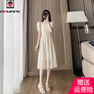 AEMAPE法式白色雪紡連衣裙女夏季2025年新款小個(gè)子收腰顯瘦氣質(zhì)仙女裙子 白色【有內(nèi)襯不透】 M 建議100斤以內(nèi)