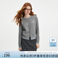 范思藍(lán)恩撞色拼接針織開(kāi)衫女秋2024新款蝴蝶結(jié)刺繡減齡上衣13122 松灰色-厚版 L