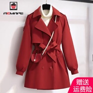 AEMAPE 2025春秋冬季新款短款毛呢大衣女小個子呢子加厚夾棉外套 紅色（加棉） 加厚 M _建議101-110
