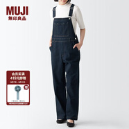 無印良品（MUJI） 女式  彈力牛仔 背帶褲BE1PSA3A休閑百搭褲子長褲牛仔褲背帶褲女 深藏青色 S（155/62A）