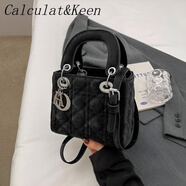 CALCULAT&KEENCK女包七夕小眾高級(jí)感白色絲絨手提戴妃包包女式2025新款斜挎小包 黑色