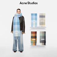 Acne Studios男女同款 格紋流蘇彩虹Vally圍巾羊毛披肩CA0084 淺藍(lán)色/白色/粉藍(lán)色 均碼