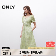 ONLY2025春季新款甜美優(yōu)雅泡泡袖碎花中長裙連衣裙女|125107017 H45 吉米綠 XS