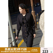獨(dú)束大碼女裝針織連衣裙女秋冬新款休閑百搭復(fù)古顯瘦打底長裙 黑色 4XL （尺碼：6）