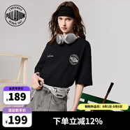 帕拉丁（PALLADIUM）寬松潮流套頭時(shí)尚圓領(lǐng)短袖純棉T恤男女同款109647 鉛黑色 XL