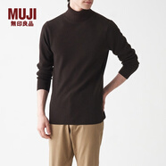 無(wú)印良品 MUJI 男式  羅紋 可水洗 高領(lǐng)毛衣 AAC01A1A 長(zhǎng)袖針織衫 棕色 2XL