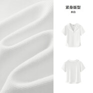 森馬（Semir）polo衫女短款收腰翻領(lǐng)襯衫25夏刺繡涼感緊身T恤辣妹109325115005