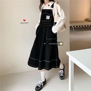 梓洛蘭ZiLuoLan套裝女2025秋季新款針織毛線衛(wèi)衣牛仔背帶褲小個子穿搭女 牛仔背帶裙 2036# XL 建議125-135斤