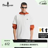 比音勒芬2025夏季新款透氣圓領(lǐng)防曬短袖T恤休閑簡約親膚男士上衣日常通勤 28米白色 M （100）