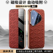SPRINGVERSE華為pura80pro手機殼新款字母真皮pura80ultra智能視窗磁吸休眠翻蓋p80pro+男女款全包防摔保護套 【紅色】真皮磁吸翻蓋丨高級印花 華為Pura80Pro/P80Pro+通用