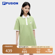 FILA FUSION斐樂(lè)潮牌女子連衣裙夏時(shí)尚寬松簡(jiǎn)約POLO領(lǐng)連身裙 奶油果綠-GN S （160/80A/S）