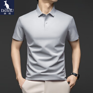 袋鼠（DAISHU）短袖T恤男翻領(lǐng)純色polo衫夏季新款商務(wù)休閑無痕涼感半袖體恤上衣 冰雪灰 L /170