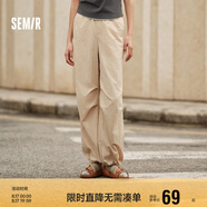 森馬[防曬 UPF50+]休閑褲女質(zhì)感長褲夏季闊腿傘兵褲109324127011