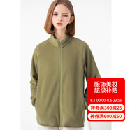 雪中飛搖粒絨立領(lǐng)女春季純色簡(jiǎn)約舒適休閑情侶款保暖時(shí)尚百搭休閑衛(wèi)衣 002F橄欖綠（女） M