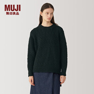 無印良品（MUJI） Labo 女式 羊毛 圓領(lǐng)毛衣 女款冬季 女裝 針織衫 AF02AA4A 黑色 XL (165/92A)