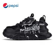百事（PEPSI）百事夏季男鞋厚底增高6cm情侶面包鞋子運動(dòng)休閑老爹鞋男潮鞋 黑色--涂鴉款 37