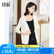 歐莎（OSA）休閑連帽運(yùn)動(dòng)針織開衫女2025年秋季新款百搭氣質(zhì)毛衣短款外套上衣 淺杏色 XL