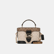 蔻馳（COACH）女包GEORGIE GEM盒子包手提斜挎包卡其色【品牌授權(quán)】送女友禮物